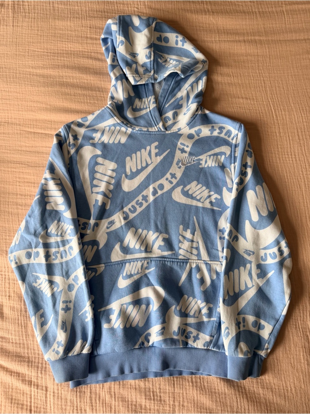 Nike Boys Blue All-Over Print Hoodie Youth L